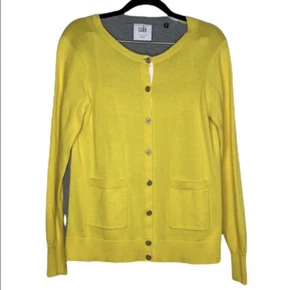CAbi Belle Yellow Lace Button Up Cardigan 3010 Sz M - Picture 1 of 6