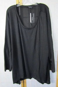 NWT Zanzea Knit Tunic Top Black Scoop Neck Raglan Sleeve Women's Plus Size 5X - Picture 1 of 4