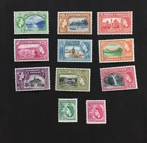 Trinidad &Tobago 1953 VF MVLH Sc#72-83, Sc#82 & 83 Perf 12, Short Sc#74,  (W49) - Picture 1 of 2