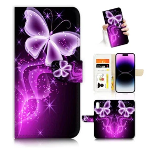 ( For Optus X Sight 3 ) Wallet Flip Case Cover PH26401 Purple Butterfly - Picture 1 of 7