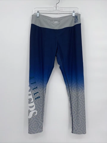 KLEW MLB Seattle Mariners Gradient Big Logo Print Mid Rise Leggings Gray XL Cover