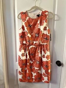 New Directions Womens Red White  Floral Fit & Flare Dress Size 10 Poppies Lined - Picture 1 of 11