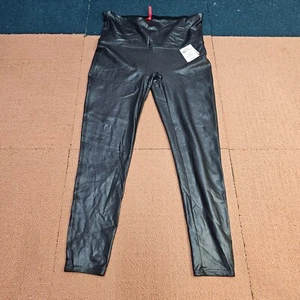 SPANX By Sara Blakely Leggings 2X Black Faux Leather High Rise Waist Moto T5a - Bild 1 von 10