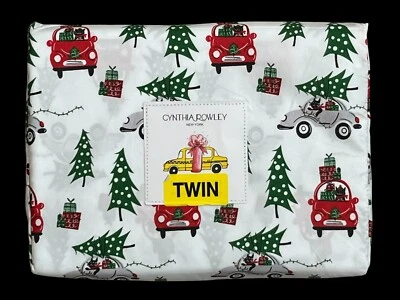 СИНТИЯ РОУЛИ 3 ШТ. Комплект простыней Twin Tree Cat Holiday Rush Cars Рождество НОВЫЙ!! - Изображение 1 из 3