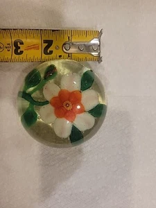 Antique 1920s Clematis Flower Glass Paperweight 2.75" - Picture 1 of 6