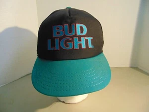 Vintage Bud Light Hat Cap Snapback Black Green Made in USA Beer Budweiser - Picture 1 of 11