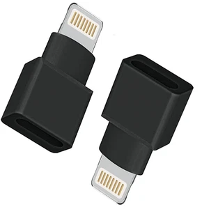 2Pack Apple MFI Certified Lightning Extender Adapter Dongle Male to Female Black - Picture 1 of 8