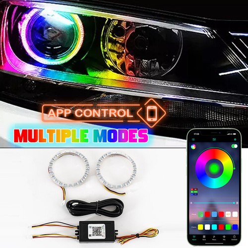 PAIR - APP 80mm LED Light Guide Angel Eyes Halo Rings for Car Headlight ...