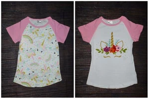 NEW Boutique Unicorn Girls Short Sleeve Shirt Lot Size 7-8 - Picture 1 of 2