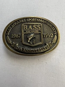 Bass Anglers Sportsman Society Fishing Fish 1992 Vintage Belt Buckle 25th Annive - Picture 1 of 3