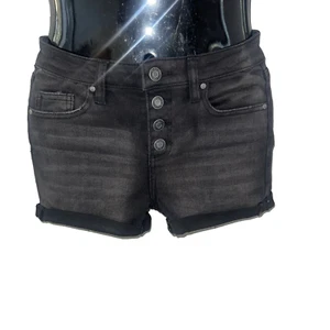 RSQ Black Jean Shorts Denim Button Fly High Rise Cuff Girl's Size 10 - Picture 1 of 3