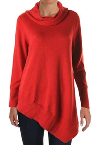 Alfani Womens New $70 Pullover Cowl Turtleneck Sweater Red Gold L Large 12 14 - Picture 1 of 4