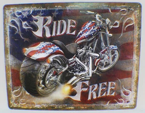 Tin Sign 12" X 15" New Funny Bar Metal Sign Ride Free Motorcycle Chopper Bike - Picture 1 of 1