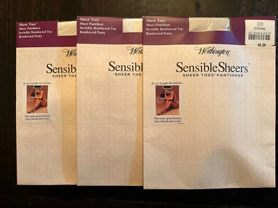 3 pares de pantimedias de colección Worthington Sensible transparente punta transparente talla hueso promedio/blanco Foto 1 de 4
