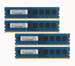 16GB 4PCS 4GB RAM PC3-8500U DDR3 1066MHz 240PIN Desktop DIMM Memory CPU Tested!~ - Picture 1 of 12