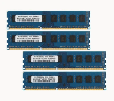 16GB 4PCS 4GB RAM PC3-8500U DDR3 1066MHz 240PIN Desktop DIMM Memory CPU Tested!~ - Image 1 of 4