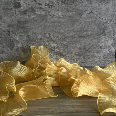 1Yd Big Wave Ruffled Lace Trims Tulle Ruffle Border Pleated Fabric Trim Organza - Image 1 of 4