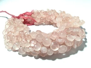 Rose Quartz Coin 7x10mm Smooth Loose Natural Gemstone Beads 18" 1 Strand - Picture 1 of 10