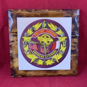 VTG Polish Legion Of American Veterans Wall Clock Lacquered Wood - Picture 1 of 5