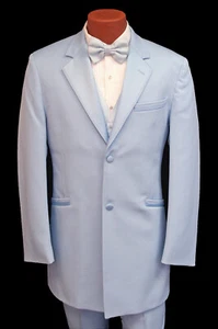 Men's Retro Blue Tuxedo with Pants Vest Tie Vintage 1980's Prom Wedding 36S 30W - Picture 1 of 6