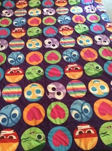 Disney Pixor Blanket Bright Colors Hearts Faces Smiles 86" x 64" Back Stripes - Picture 1 of 12