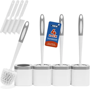 Toilet Brush, 4 Pack Toilet Brush and Holder Set Bathroom Accessories, Toilet Bo - Picture 1 of 12