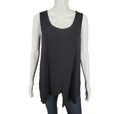 Camiseta Susan Graver Elegante Moderna Top Pequeña Talla Negra Moderna Informal de Moda Foto 1 de 4