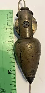 Vintage Stanley Rule & Level Co. Brass Intergrated Reel Plumb Bob 8oz. - Picture 1 of 11