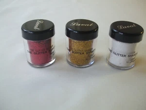 3 Pots Laval Glitter Shaker Eyeshadow Gold, Red & White New - Picture 1 of 3