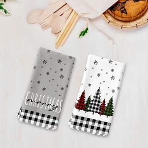 Juego de 2 toallas de cocina rojo verde árbol de Navidad, 18x26 pulgadas - Imagen 1 de 6