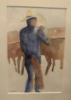 Aquarelle originale « Chaps » par Carol Schimpff - bétail de cow-boy occidental