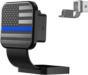 eVerHitch USA Black Blue Line Flag Metal Hitch Cover Plug Fits 2" Receivers - Picture 1 of 6