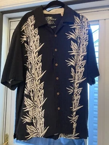 Jamaica Jaxx Aloha Hawaiian Shirt Flowers Black Men's Large Silk - Picture 1 of 13