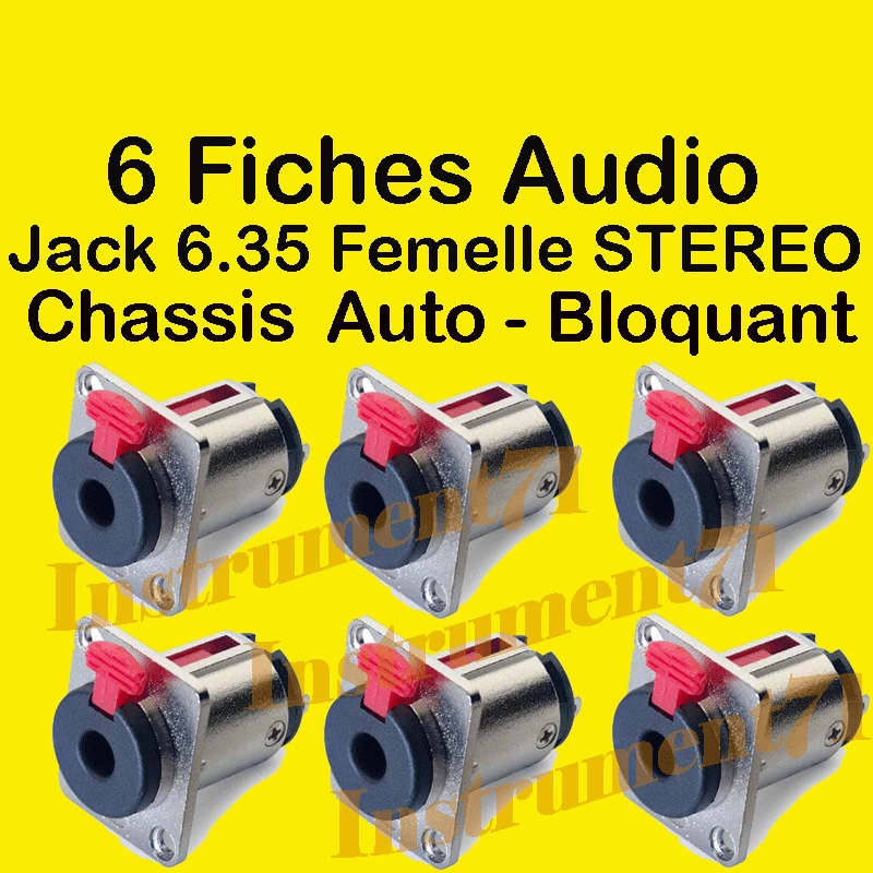 6 Jack Femelle 6,35 STEREO CHASSIS Autobloquant Connections à Souder - Photo 1/1