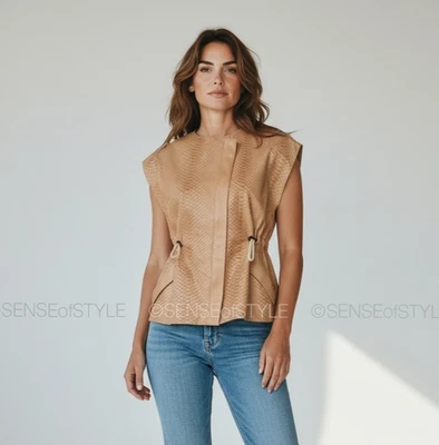 Brunello Cucinelli Python Leather Women Vest Jacket Size 42 M - Image 1 of 4