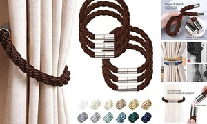 Strong Magnetic Curtain Tiebacks Modern Simple Style Drape 6 Pack Deep Coffee - Picture 1 of 7