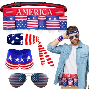 4 Pcs 4th of July Accessories for Men Patriotic Beverage Beer Belt American F... - Picture 1 of 7