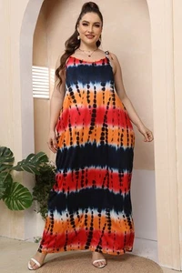 Plus Size Tie-Shoulder Maxi Dress - Picture 1 of 5