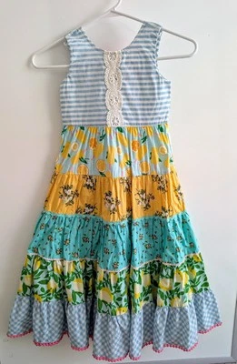 Matilda Jane Size 6 Brilliant Daydream Sweet Trip Tiered Maxi Dress Lemon Floral - Image 1 of 4