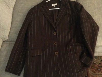 two for one: Brown pinstripe / potted with covered button - Image 1 of 4