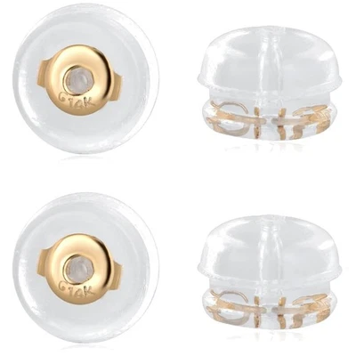 Cómodos respaldos de goma para pendientes - 2 pares con respaldo de oro de 14K para moda Foto 1 de 4