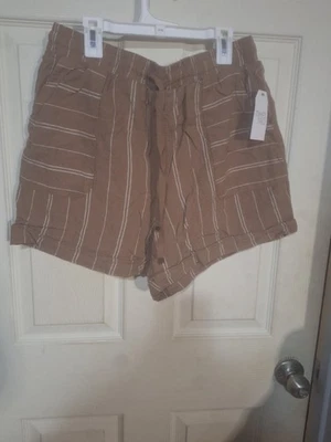 Pantalones cortos cargo Time and Tru marrón a rayas para mujer talla M 8-10 #217 Foto 1 de 4