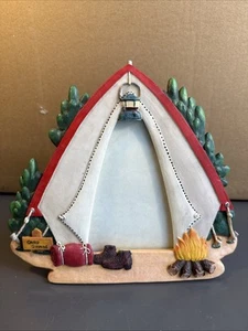 Resin 3D Camping Photo Frame Tent And Supplies, Tree Background Table Top - Picture 1 of 4