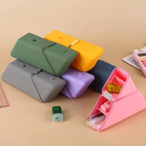 Vertical Silicone Pencil Case Large Capacity Pencil Bag School Supplies - Picture 1 of 18