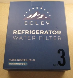 3-Pack ECLEY Refrigerator Water Filter EC-02 Filter 2 New - Picture 1 of 7