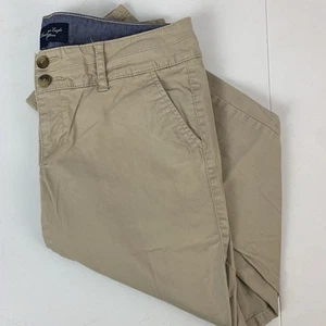 American Eagle Damenhose 4 x 28" khaki Stretch gerades Bein Chino klassisch hellbraun - Bild 1 von 7