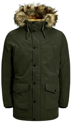 New Mens Jack & Jones Jjsky Parka Jacket Forest Night Size XL - Image 1 of 2