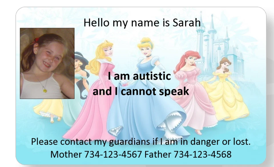 Tarjeta de identificación médica para autismo (u otra) personalizada con cualquier información que desees Foto 1 de 1