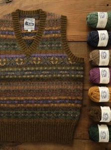 Restains 24 Nuevo Chaleco de Lana British Retro Fair Isle - Imagen 1 de 10