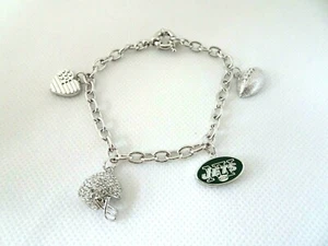 NFL New New York Jets Women's Charm Bracelet with Crystals 7.5 INCHES Long - Picture 1 of 1